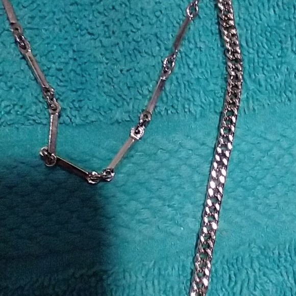 Elegant Long Silver Multi Layer Chain Necklace decorative accents vintage - Picture 7 of 7